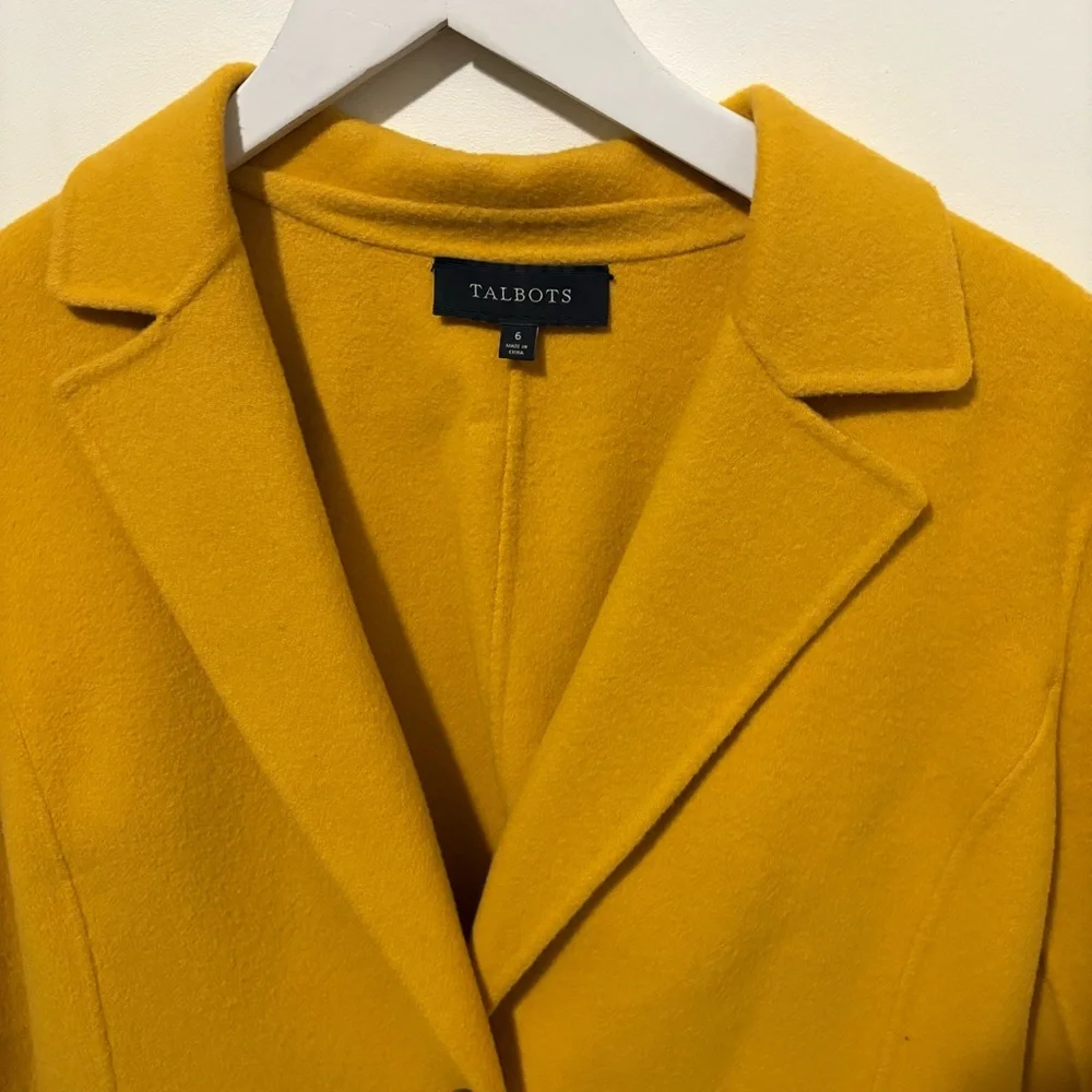 Women's Mustard Yellow Coat Talbots wool blazer size 6 - Picture 6 of 12